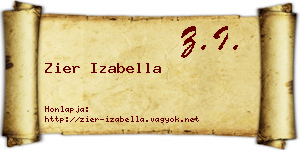 Zier Izabella névjegykártya